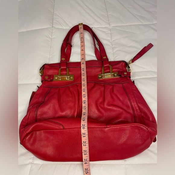 B Makowsky Red Leather Handbag - Picture 10 of 16